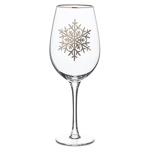 Abbott Collection  27-Frost-GOB Snowflake Wine Glass, Clear/Silver