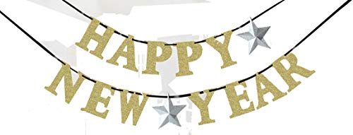 Amscan Unique Happy New Year Ribbon Banner with Glitter Paper Letters