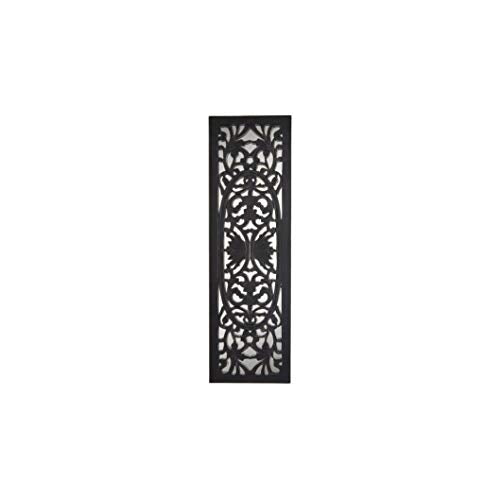 Ganz CB174700 Carved Floral Wall Decor with Mirror, 42-inch Height (Antique Black)