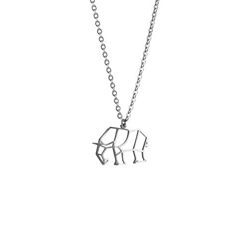 La Menagerie Elephant Silver Origami Jewelry - Silver Geometric Chain Necklace ‚Äö√Ñ√¨ 925 Sterling Plated Silver Necklace for Women & Girls ‚Äö√Ñ√¨ Stylish Elephant Pendant Necklace