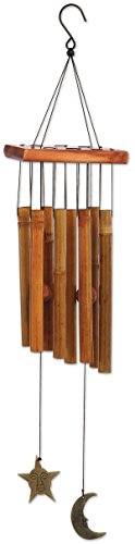 Sunset Vista Designs 92697 Moon and Star Metal and Wood Wind Chime, Bamboo