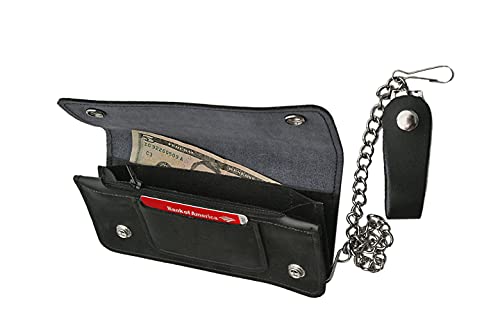 SZCO Supplies Large Bi-Fold Biker Wallet, 8x3.75-Inch, Black