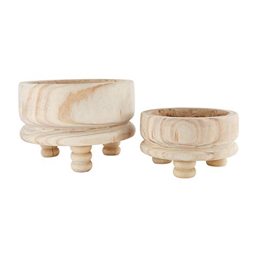 Mud Pie Paulownia Fotted Bowl,  10" x 14" dia, Tan