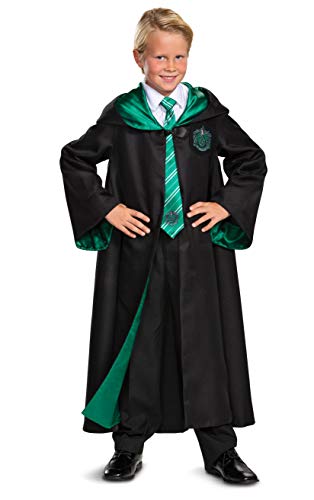 Disguise Harry Potter Slytherin Robe Prestige Childrens Costume Accessory, Black & Green, Medium (7-8)
