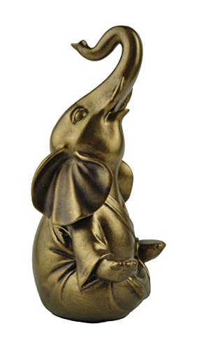 Boulevard East Concepts 7.25" Good Luck Elephant Meditating Buddha with Raised Trunk Statue Feng Shui - Good Luck Gifts, Yoga Decorations for Studio, Namaste Decor (7.25 Inch, Bronze)