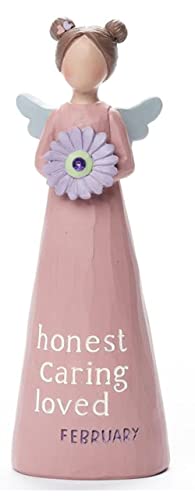 Blossom Bucket Birthstone Angel - February, 5.25-inch Height, Pink, Resin, Figurine, Home Decor