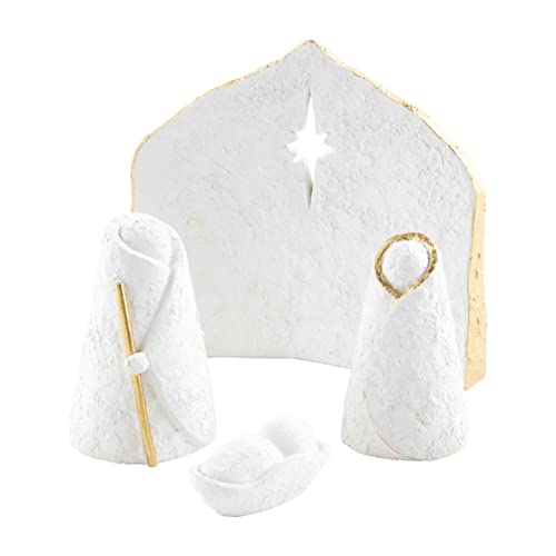 Mud Pie Nativity Decor Set, Paper Mache Table Sitters, Navtivity