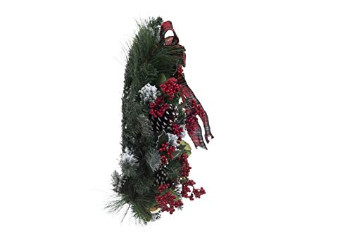 Transpac Imports 24" Plaid Ribbon Wreath Decor, Brown
