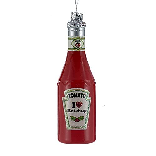 Kurt Adler Ketchup Bottle Glass Christmas Ornament