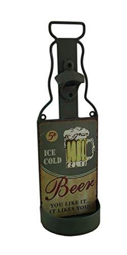 Upper Deck Metal Beer Shaped Cap Catcher Bottle Opener Wall Hanging