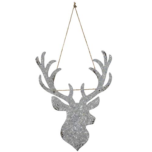 Ganz 164396 Oversized Galvanized Stag Head Ornament, 15-inch Height