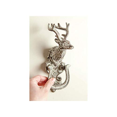 Manual IMDKDR Cast Iron Door Knocker, Set of 2 (White Deer)