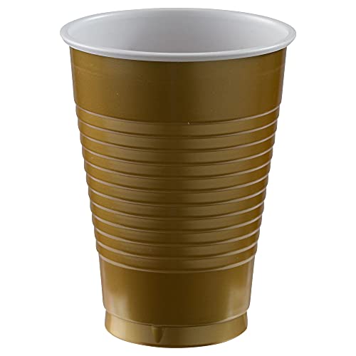 Amscan Party Supplies Gold Sparkle Plastic Cups, 12 Oz