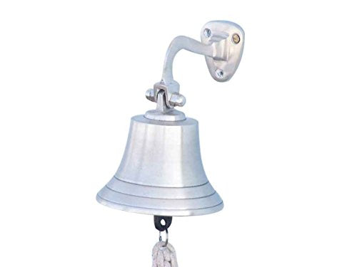 Hampton Iron 3xglass-101 Brushed Nickel Hanging Ship's 6" Bell-Nautical Decoration, 6 inch