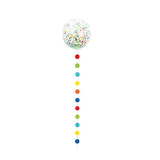 Unique Industries Big Latex Rainbow Confetti Party Balloon with Dot Tassel 24", 1 Ct.