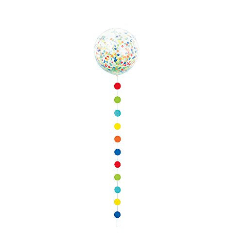 Unique Industries Big Latex Rainbow Confetti Party Balloon with Dot Tassel 24", 1 Ct.