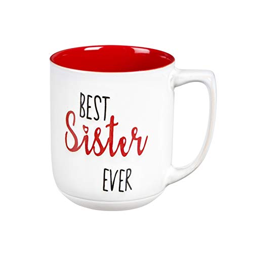 Evergreen Cypress Home Best Sister Ever Ceramic Coffee Cup - 5 x 4 x 4 Inches Durable and Stylish Homegoods and Kitchen Accessories For Every Home and Apartment