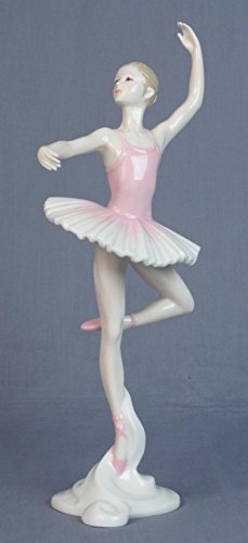 US 10.5 Inch Porcelain Figurine Ballerina Confidence En L Air Pink Tutu