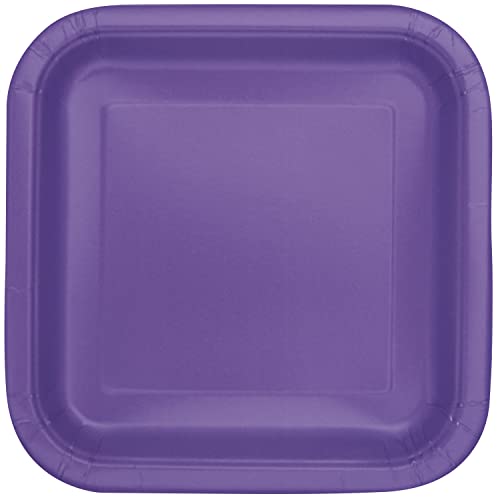 Unique Industries Unique 47036 Square Paper Plates-18 cm-Neon Purple-Pack of 16