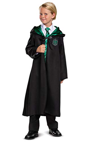 Disguise Harry Potter Slytherin Robe Classic Childrens Costume Accessory, Black & Green, Large (10-12)