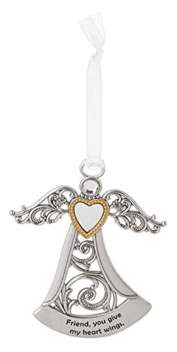 Ganz ER64488 Friend, You Give My Heart Wings Ornament, 3.06-inch Height, Silver and Gold