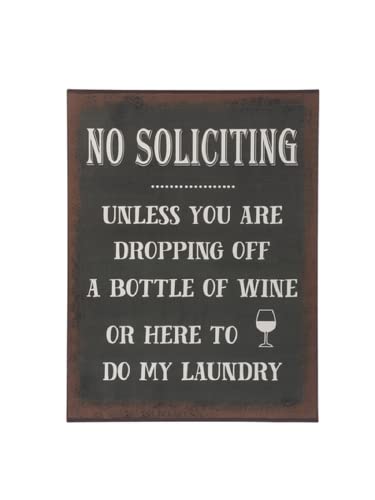 Ganz Wine Sign - No Soliciting, 13.75-inch Height, Iron