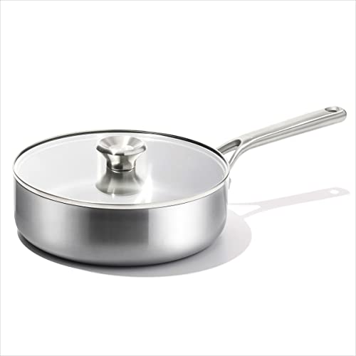 Cookware Company OXO Mira Tri-Ply Stainless Steel, 3.25QT Saute Pan Jumbo Cooker with Lid, Induction, Multi Clad, Dishwasher and Metal Utensil Safe