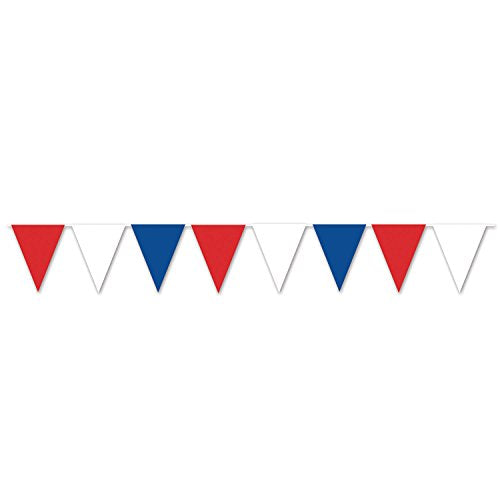 Beistle RWB Pennant Banner, 11" x 12', Red/White/Blue