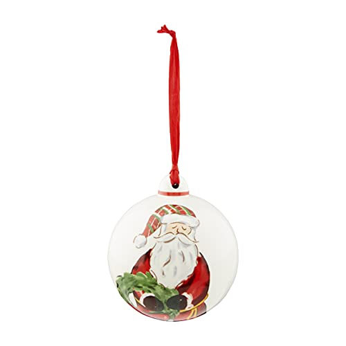 Mud Pie Santa Wreath Ball Ornament, 4-inch Diameter