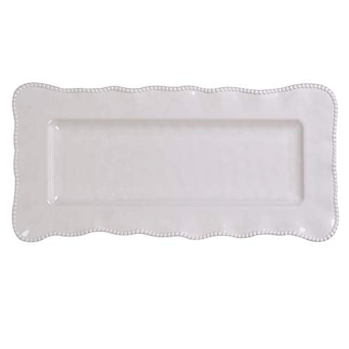 Certified International 27428 Perlette Cream Rectangular Platter 19" x 9" Servware, Accessories,Hostess Serving