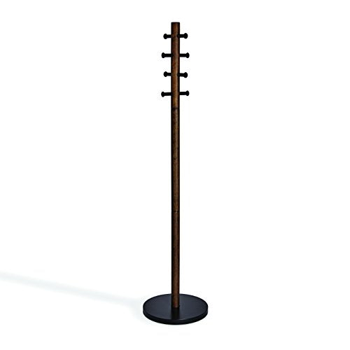 Umbra Pillar Standing Coat Rack √ê Black Walnut Wood Entryway Tree Stand Hanger with 8 Metal Hooks √ê Perfect for Adding Storage Space Anywhere In Your Home √ê Measures 20-Inch Diameter by 65-Inch High