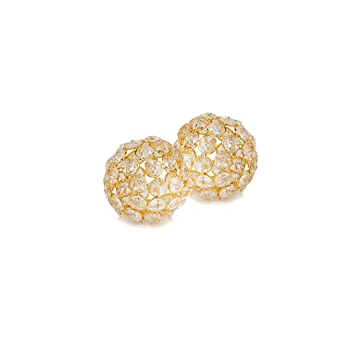 Modern Day Accents Facetas 3" Gold Cristal Spheres - Set of 2