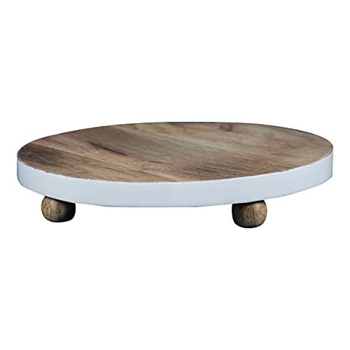 Foreside Home & Garden Natural Round Wood Kitchen Serving Cutting Board, 8 x 8 x 2