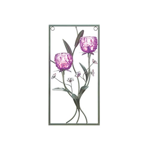 Sigma SLC Gallery of Light Magenta Flower Two Candle Wall Sconce