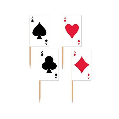Beistle Playing Card Picks-50 Pcs, White/Black/Red
