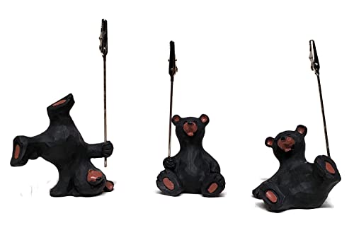 Lipco Lipman Bear Decor Clip Holders for Photos, Notes, Mementos, Set of 3, Black