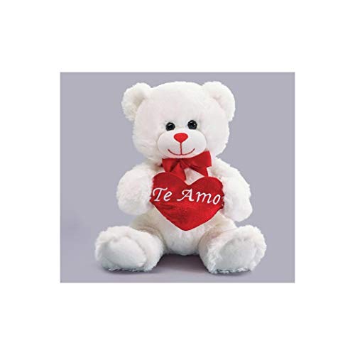 burton + BURTON 9741178C Te Amo Bear with Heart Plush Toy, 10-inch Height
