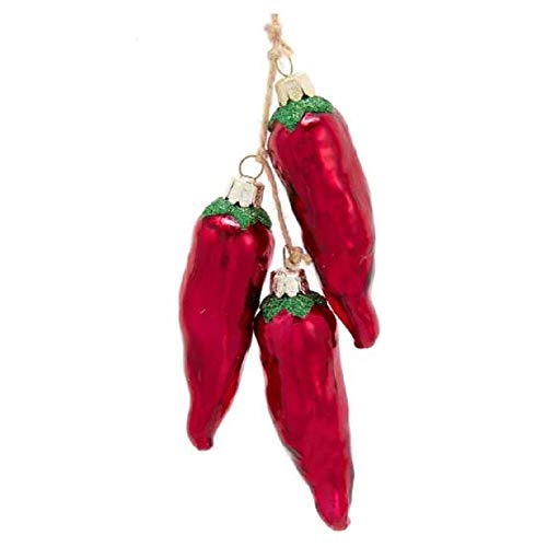 Kurt Adler NB1633 Noble Gems Red Chili Ristra Hanging Ornament, 3-inch High, Glass