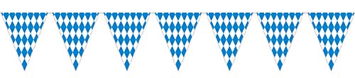 Beistle Plastic Oktoberfest Bavarian Pennant Banner for German Theme Party Supplies, 11" x 12&