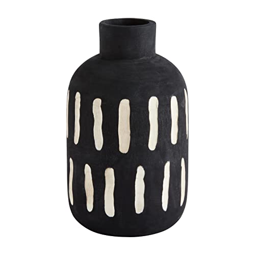 Mud Pie Large Carved Black Wood Pot, Large