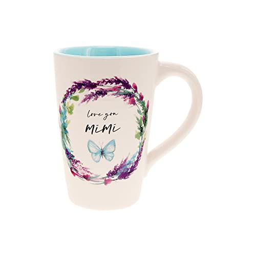 Pavilion - Mimi Inspire 17-ounce Cup, Floral Pattern Coffee Mug, Butterfly Coffee Cup, Spring Summer Kitchen Ideas, Mimi Gifts, Microwave & Dishwasher Safe, 1 Count, Cream