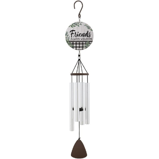 Carson Home 60979 Friends Always Welcome Picture Perfect Chime, 27-inch Length, Aluminum, Adjustable Striker and Strung with Industrial Cord