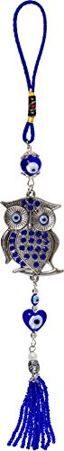 Kheops International New Age Source Hanging Glass Evil Eye Talisman - Jeweled Owl