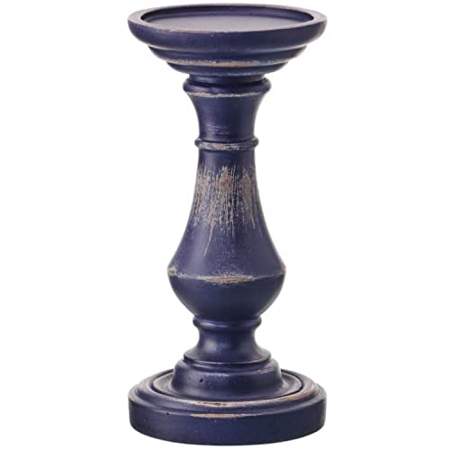 Regency International Weathered Pillar Holder, Resin, 9-Inch Height, Navy