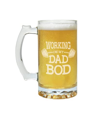 Carson Home Dad Bod Beer Mug, 7.25-inch Height, Holds 26.5 oz., Glass