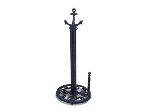 Hampton Iron Rustic Dark Blue Anchor Paper Towel Holder 16" Decoration-Vintage Cast Iron