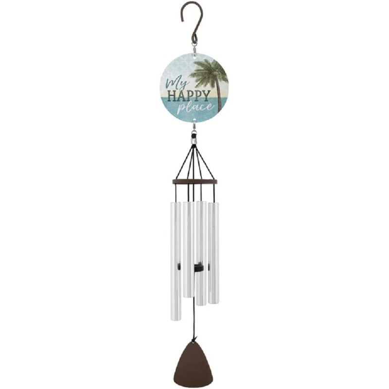 Carson Home 60982 My Happy Place Picture Perfect Chime, 27-inch Length, Aluminum, Adjustable Striker and Strung with Industrial Cord