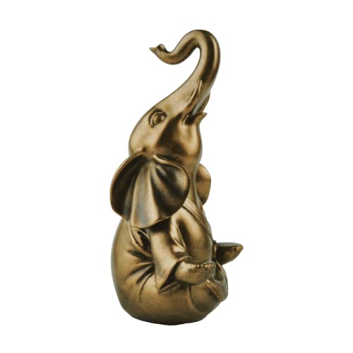 Boulevard East Concepts 4.5" Good Luck Elephant Meditating Buddha with Raised Trunk Figurine Feng Shui - Good Luck Gifts, Yoga Decorations for Studio, Namaste Decor (4.5 Inch, Bronze)