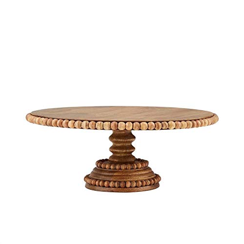 Mud Pie Beaded Cake Stand, 6" x 12" dia,Brown