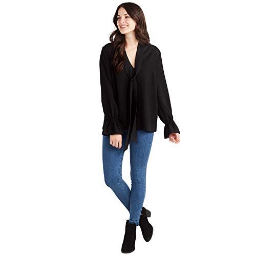 Mud Pie Women's Ruby Bow Top Black, Small, Polyester